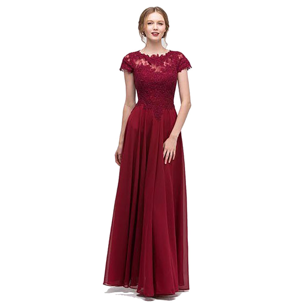 プロム・パーティー用ロングドレス半袖