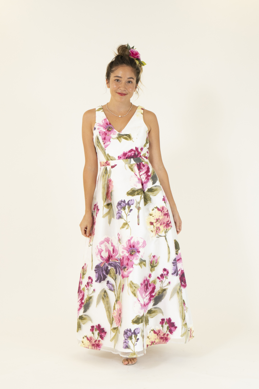 花柄ロングドレス