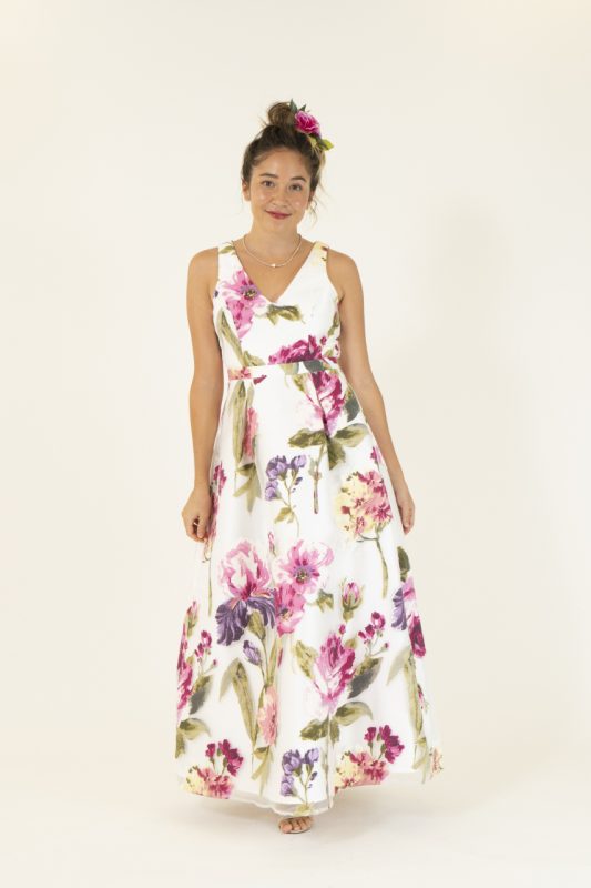 花柄ロングドレス