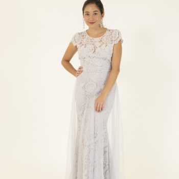 グレーレース半袖ドレス